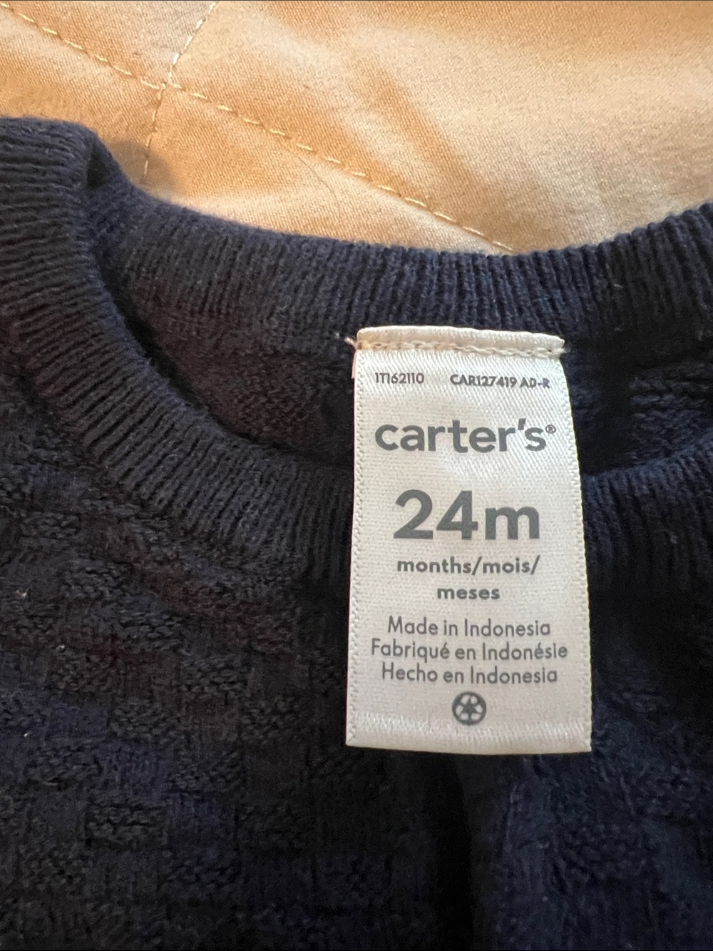 Carter's Navy Knit Top with Khaki Shorts Kids Matching Set - Picture 2 of 2